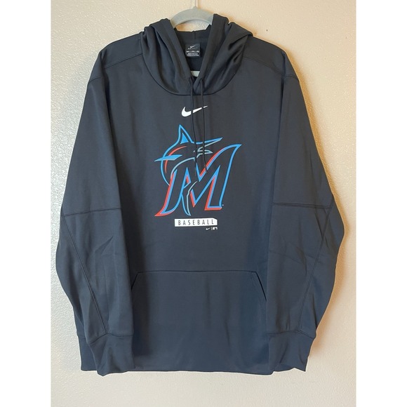 Men's‎ 2XL NWOT Miami Marlins Nike Logo Performance Hoodie Black